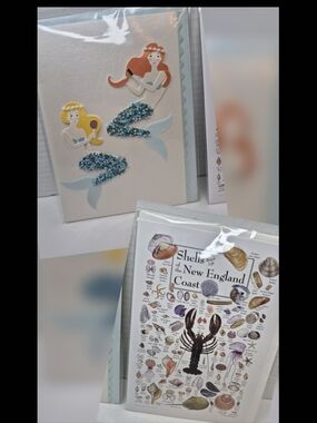 Greeting Card Duo Vtg Embellished Mermaid Birthday Card Seashell Theme Blank NWT